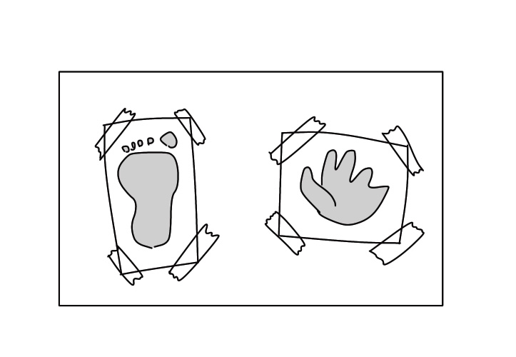 新生児の手形・足形　の配置