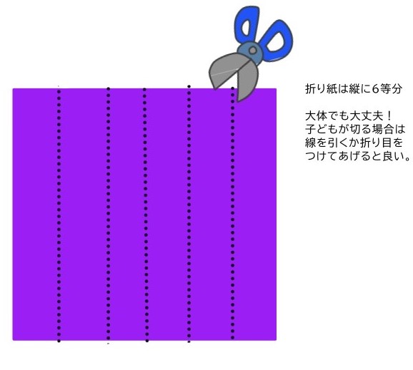 折り紙をカットする図