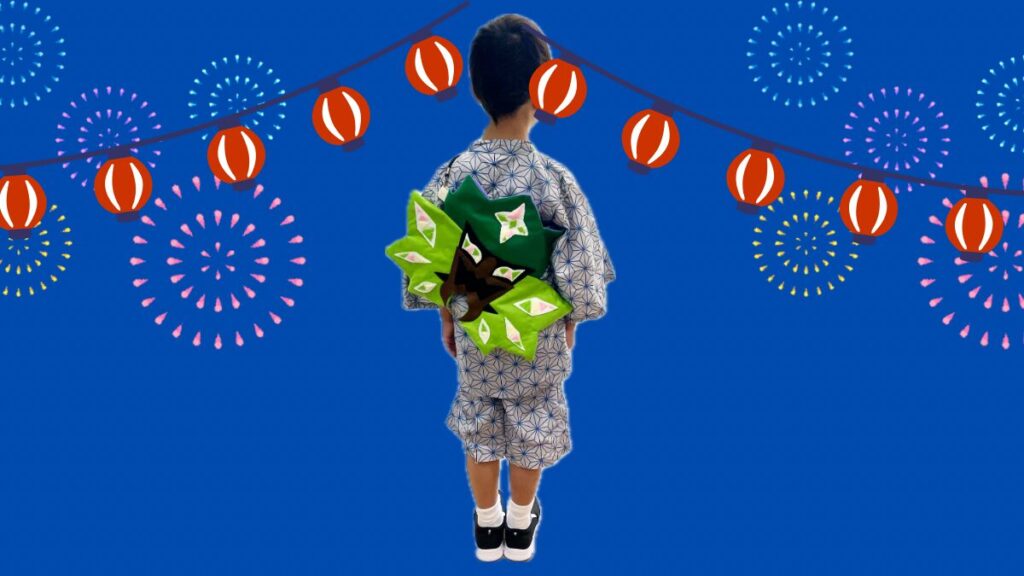 お面をつけたところ