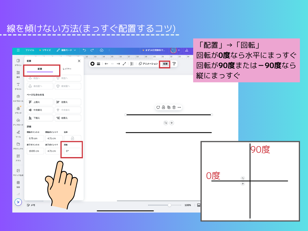 線をまっすぐひく