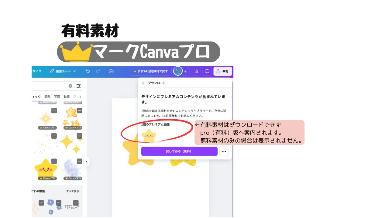 有料素材ダウンロード画面