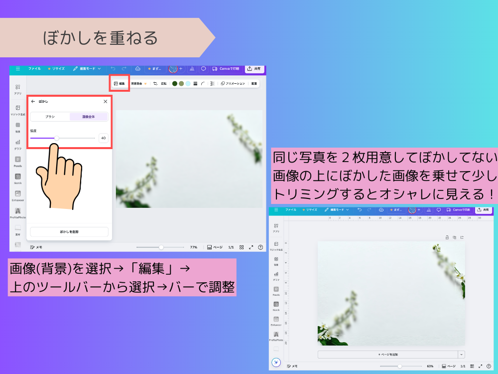 ぼかしを重ねる