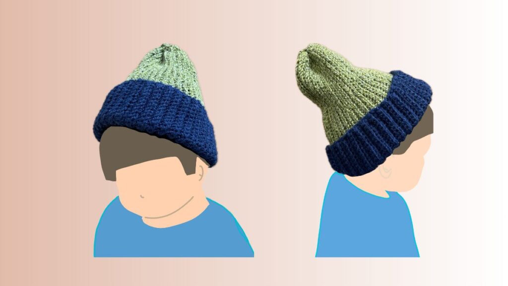 かぎ針ニット帽　着用