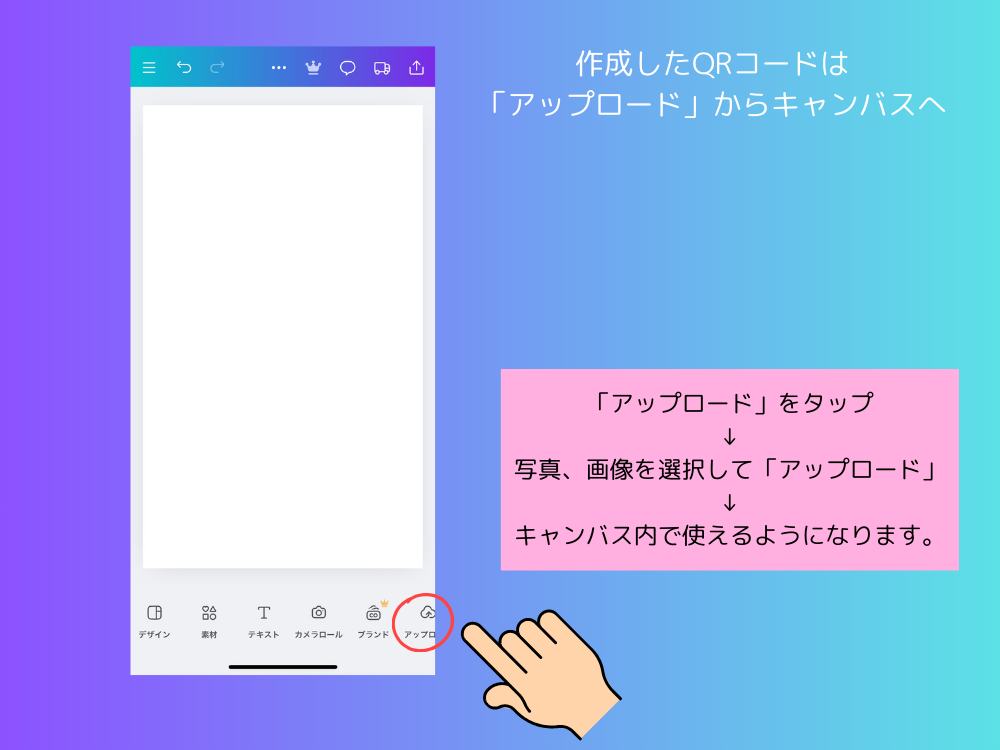 外部で作ったQRコードのアップロード