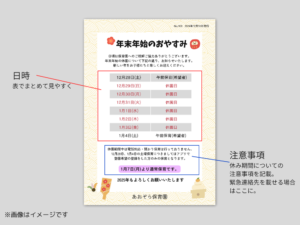 年末年始のお知らせ　内容の解説