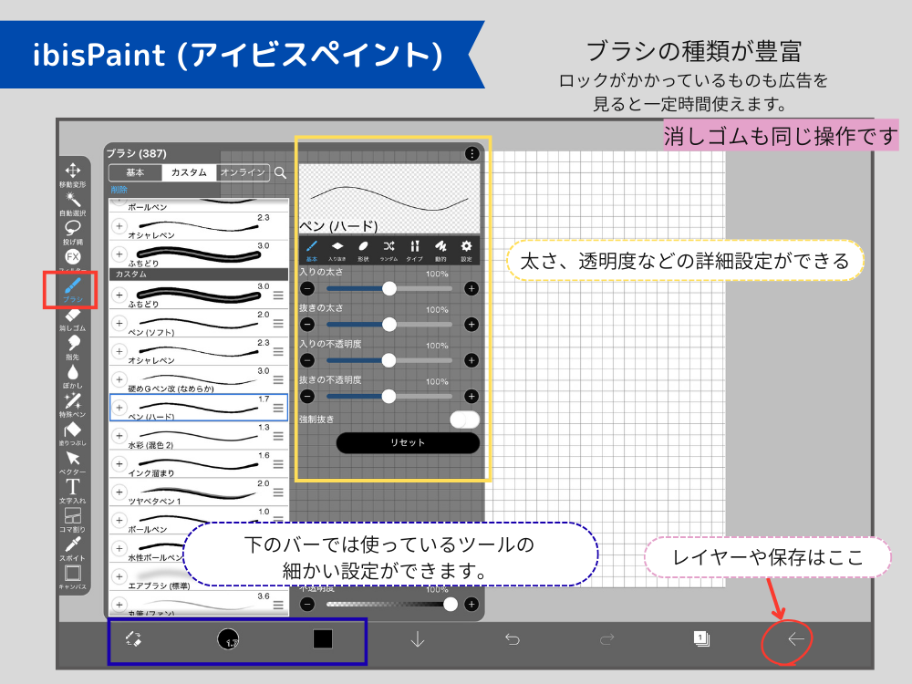 アイビス　ペンの選択