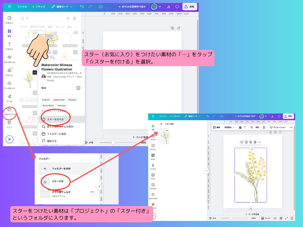 スターの付け方