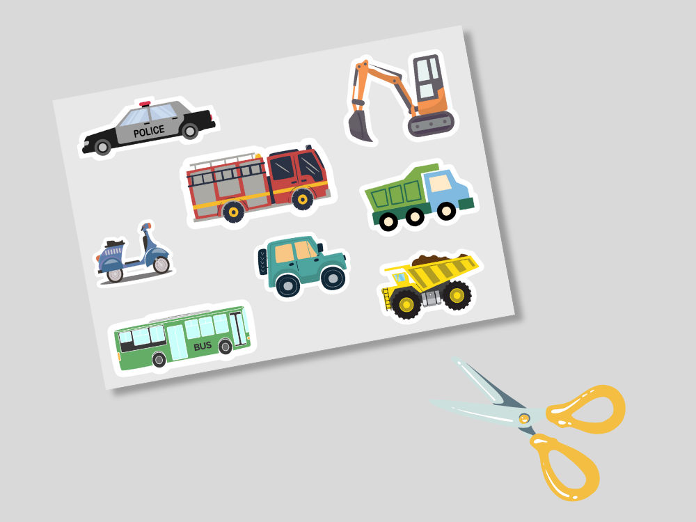 シールステッカー風のはさみ練習素材