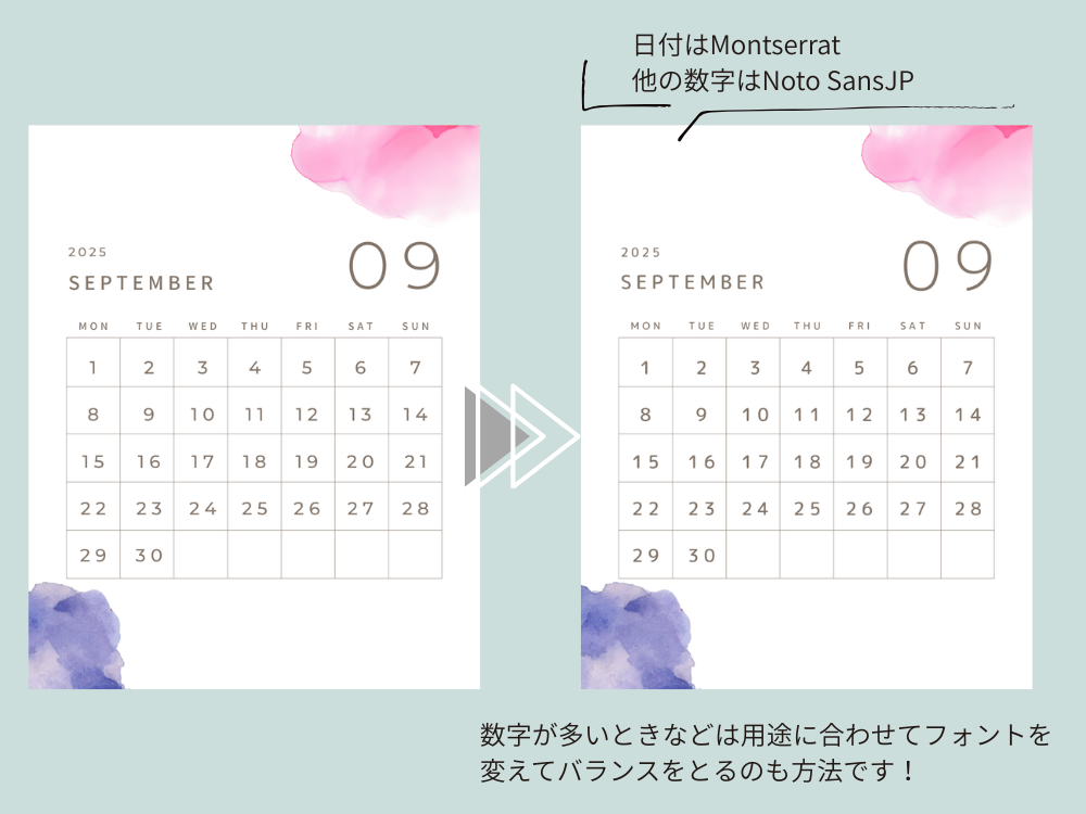日付数字フォント　サンプル画像