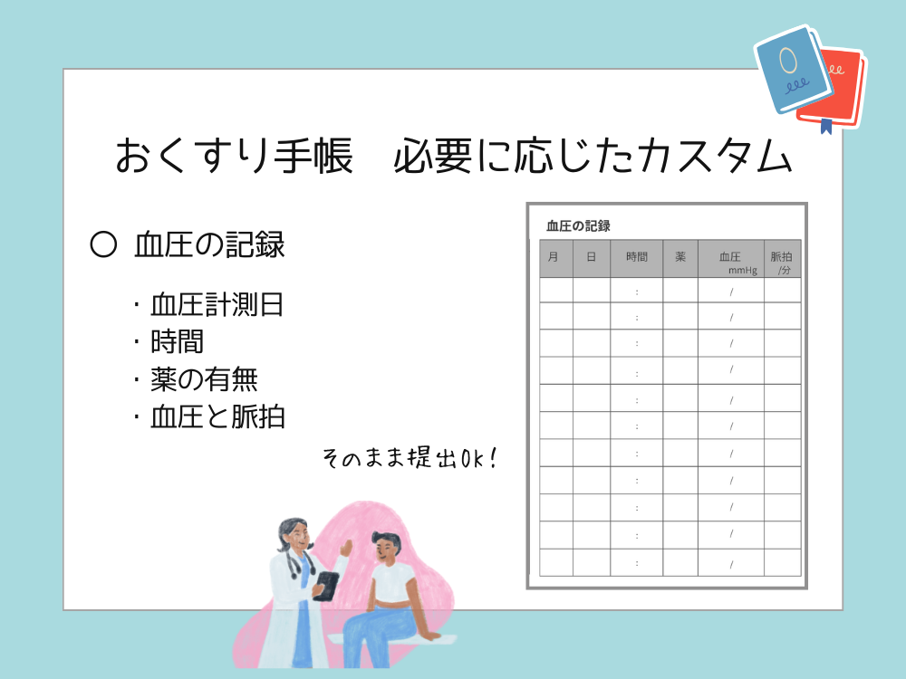 お薬手帳　カスタム　血圧