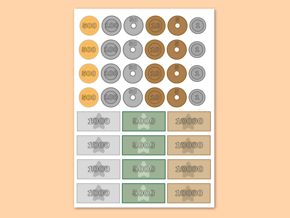 おかいものごっこ素材　おかね