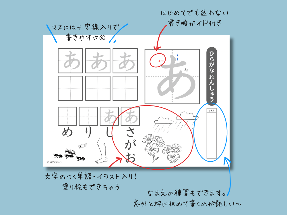あいうえお練習帳の工夫