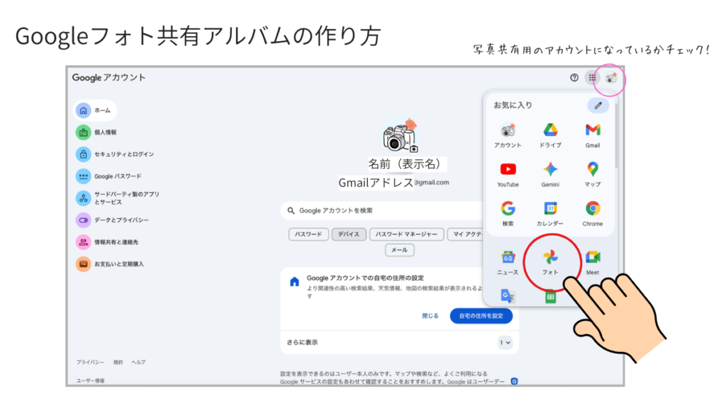 共有アルバム作りかた