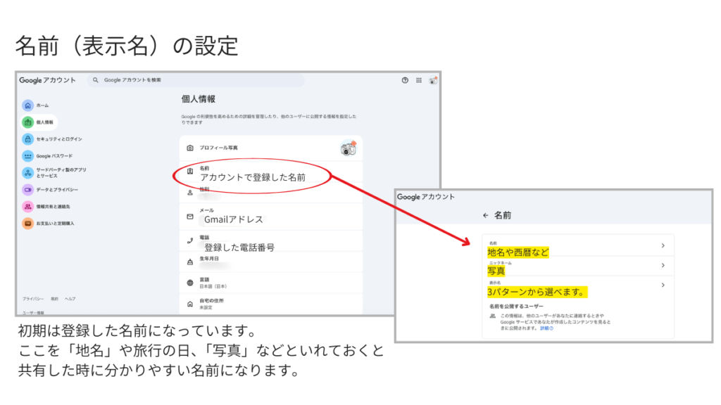 表示名の設定