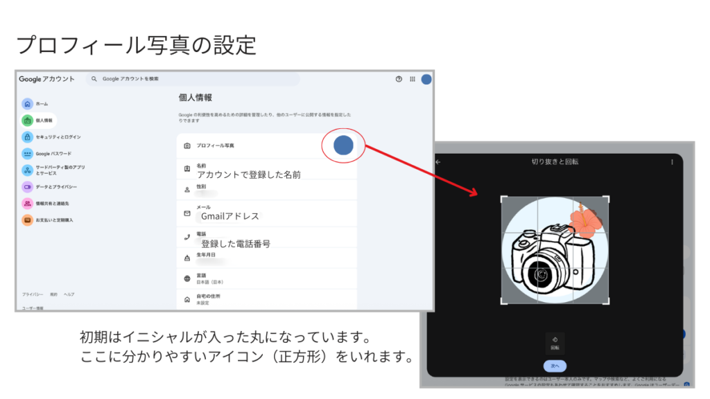 アイコン写真の設定
